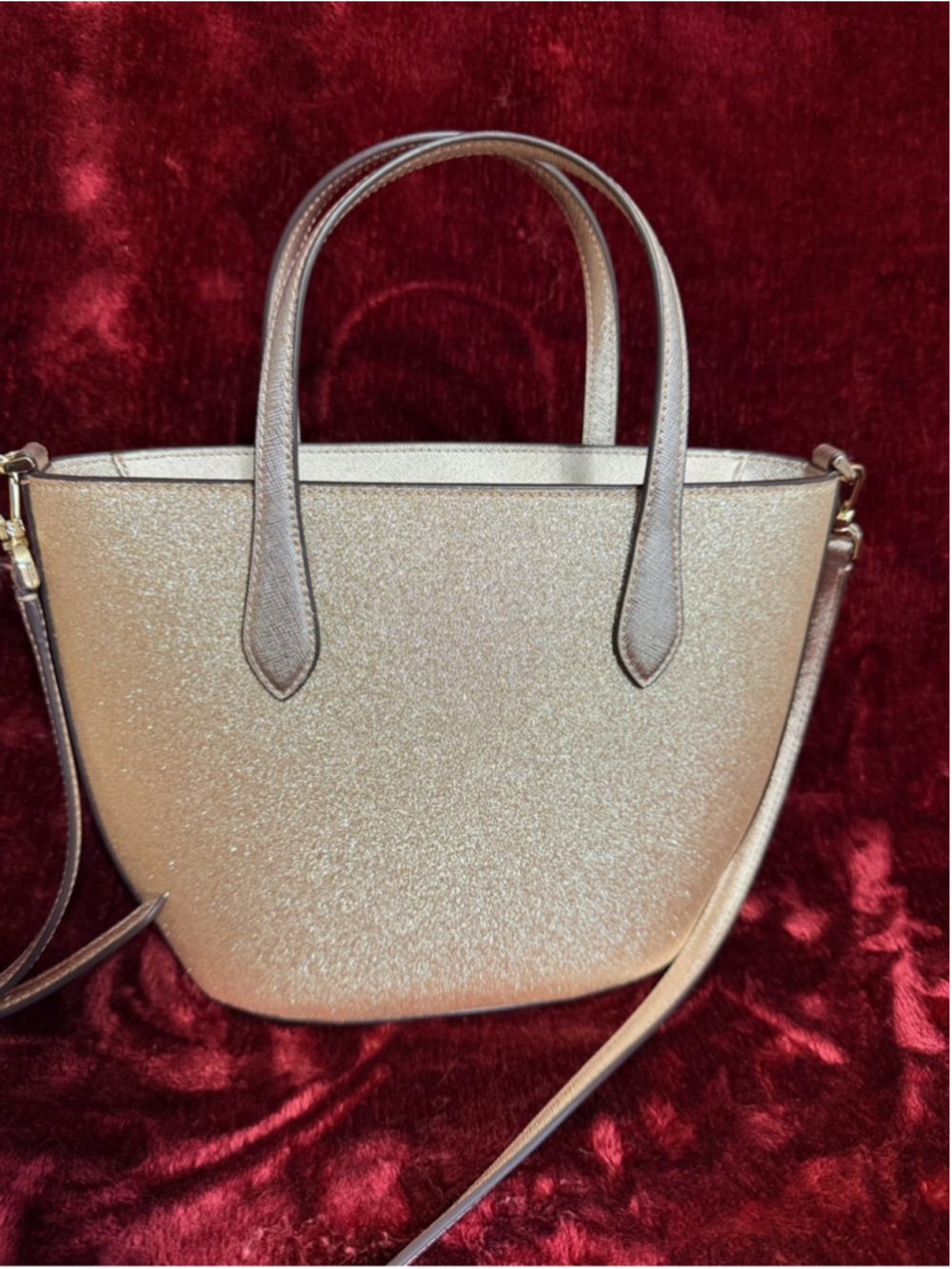 Kate Spade New York Gold Glimmer Satchel Crossbody NWOT - Picture 6 of 9